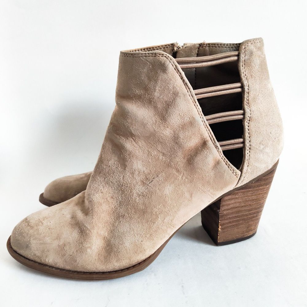 Jessica Simpson Orlina Boots Size 6.5 Boho Nuetral Ankle Tan Booties Heels Suede
